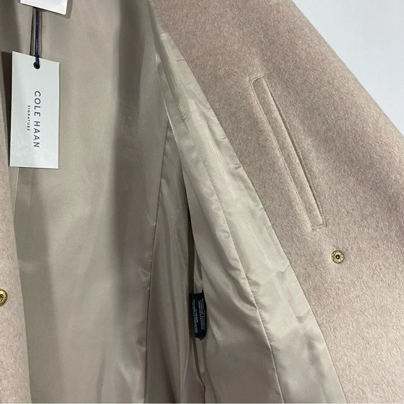 Cole Haan Slick Wrap Coat wool blend size 14 bone color - Picture 8 of 10